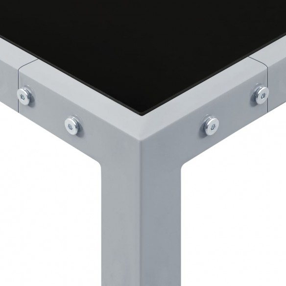 Table de jardin 130x130x72 cm Gris Acier et verre