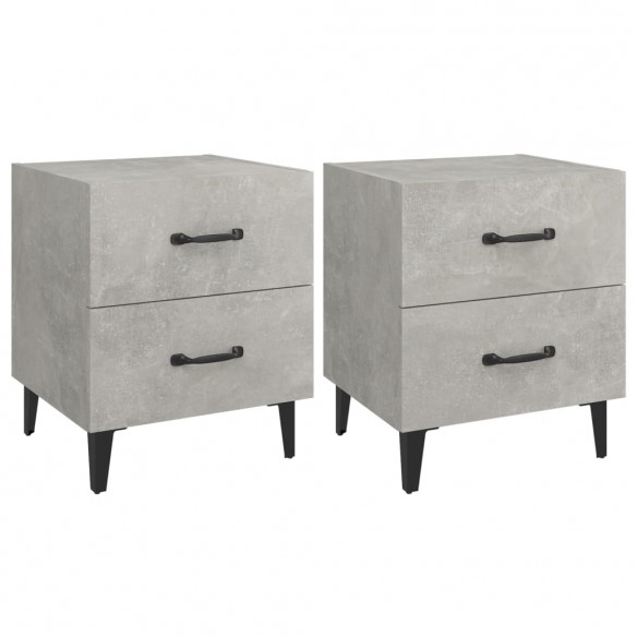 Tables de chevet 2 pcs Gris béton 40x35x47,5 cm