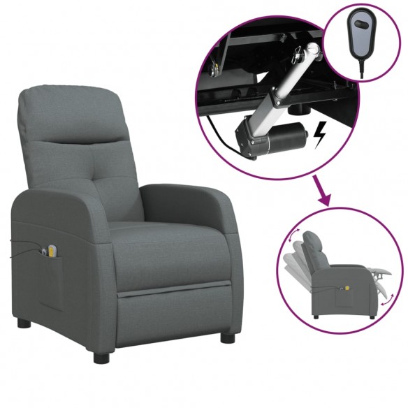 Fauteuil électrique de massage Gris foncé Tissu