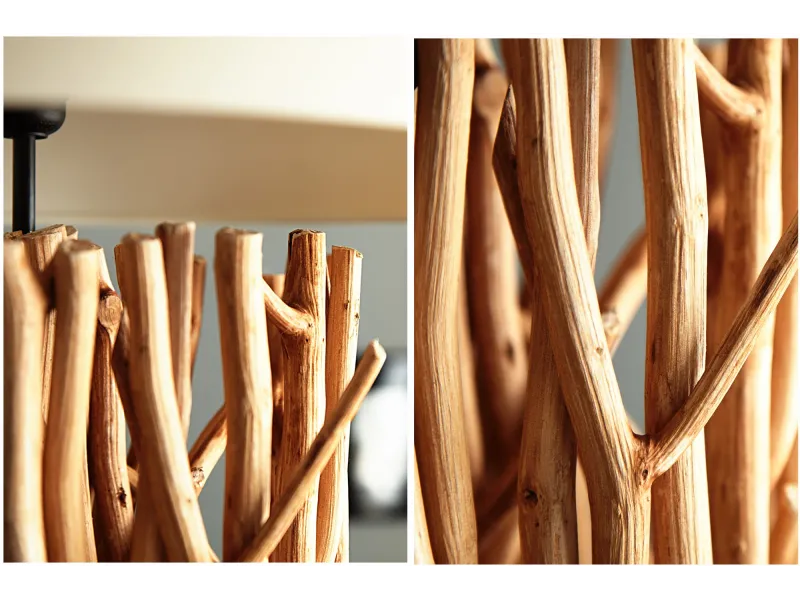 Lampadaire design 175 cm en bois flotté coloris blanc