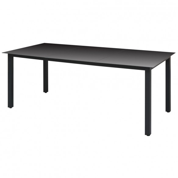 Table de jardin Noir 190 x 90 x 74 cm Aluminium et verre