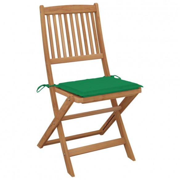 Chaises pliables de jardin 4 pcs avec coussins Bois d'acacia