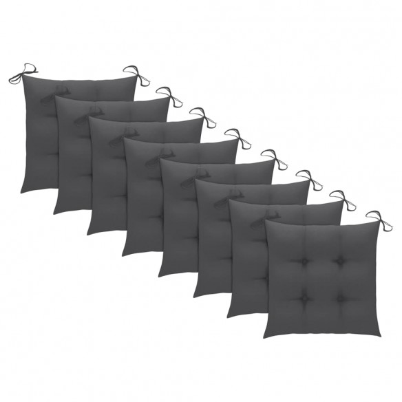 Chaises pliables de jardin avec coussins 8 pcs Teck solide