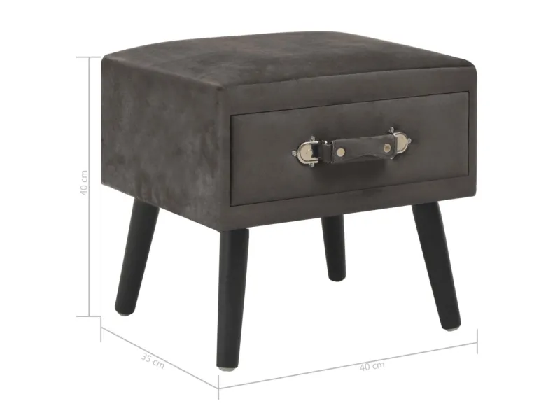 Table de chevet Gris 40x35x40 cm Velours