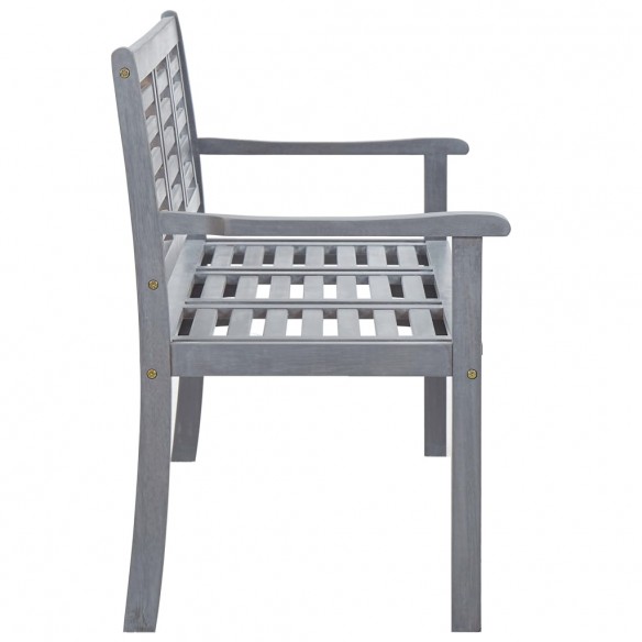 Banc de jardin 3 places avec coussin 150 cm Gris Eucalyptus