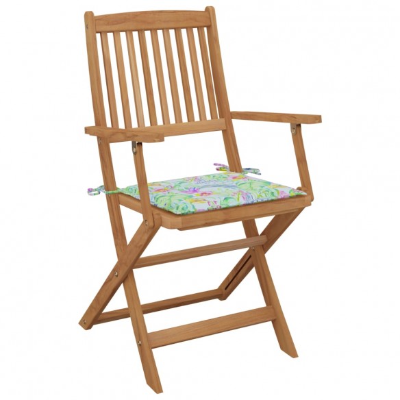 Chaises pliables de jardin 4 pcs avec coussins Bois d'acacia