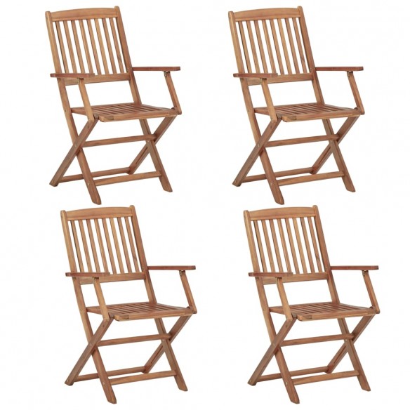 Chaises pliables de jardin 4 pcs avec coussins Bois d'acacia