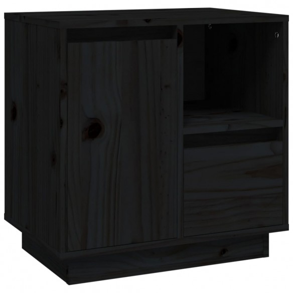 Table de chevet Noir 50x34x50 cm Bois de pin massif