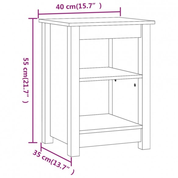 Table de chevet Blanc 40x35x55 cm Bois de pin solide