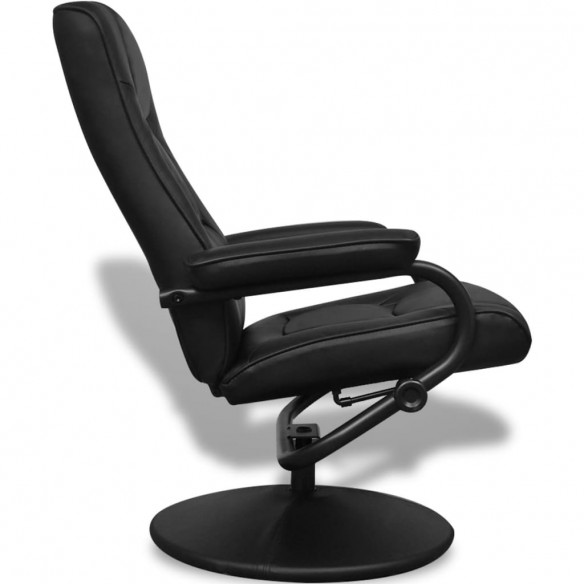 Fauteuil TV avec repose-pied Noir Similicuir