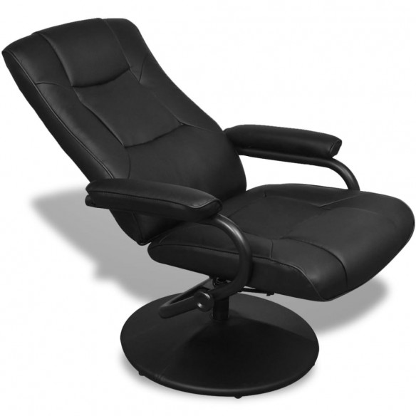 Fauteuil TV avec repose-pied Noir Similicuir