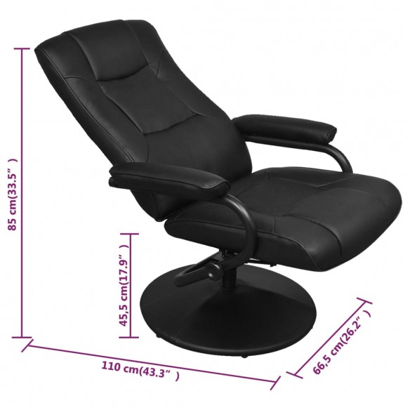 Fauteuil TV avec repose-pied Noir Similicuir