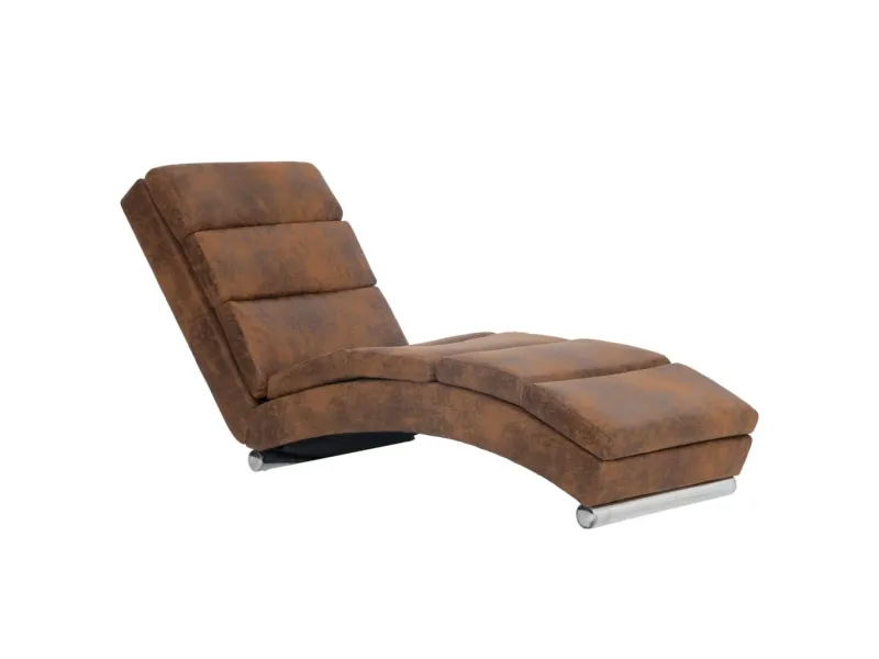 Chaise longue Marron Similicuir daim