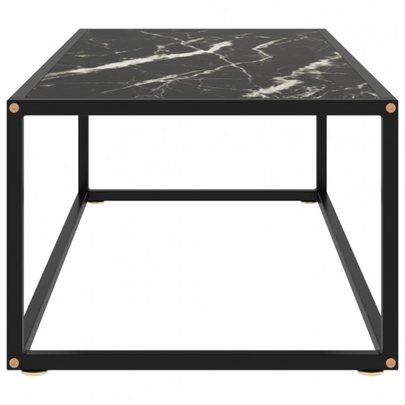 Table basse Noir avec verre marbre noir 100x50x35 cm