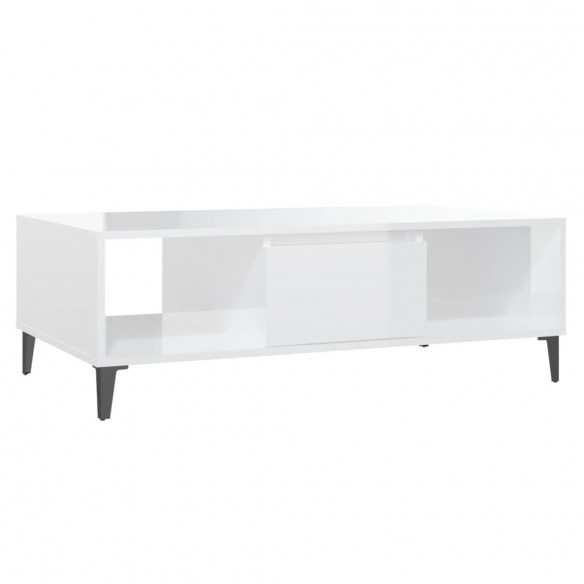 Table basse Blanc brillant 103,5x60x35 cm Aggloméré