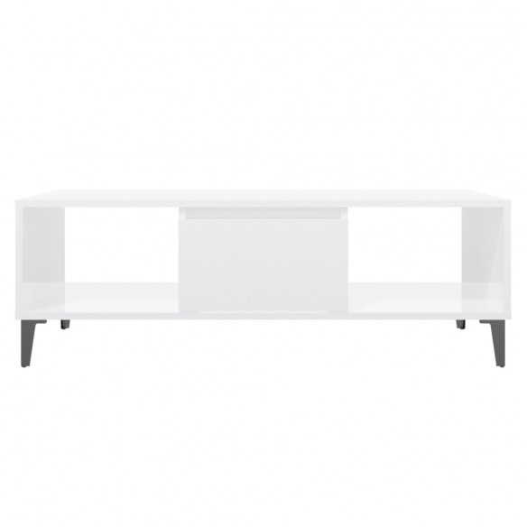 Table basse Blanc brillant 103,5x60x35 cm Aggloméré