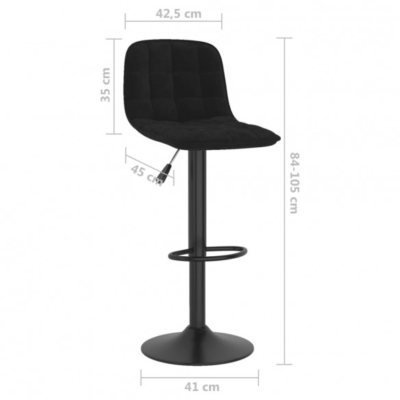 Tabourets de bar 2 pcs Noir Velours