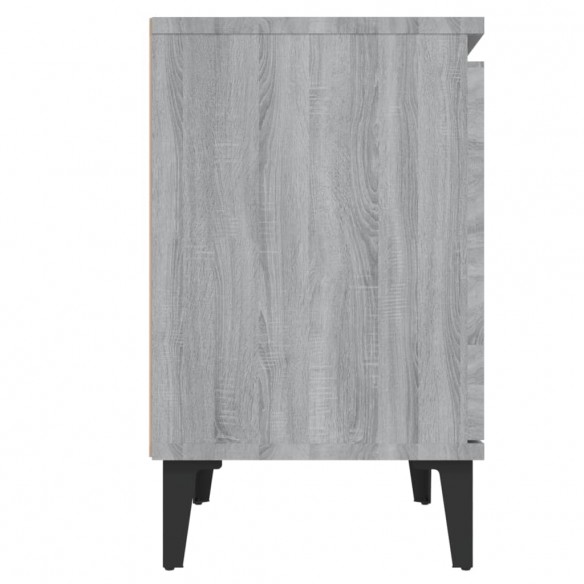 Tables de chevet pieds en métal 2 pcs Sonoma gris 40x30x50 cm