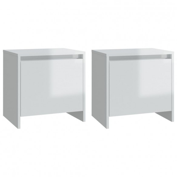 Tables de chevet 2 pcs Blanc brillant 45x34x44,5 cm Aggloméré