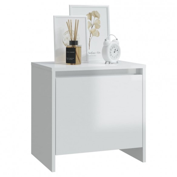 Tables de chevet 2 pcs Blanc brillant 45x34x44,5 cm Aggloméré