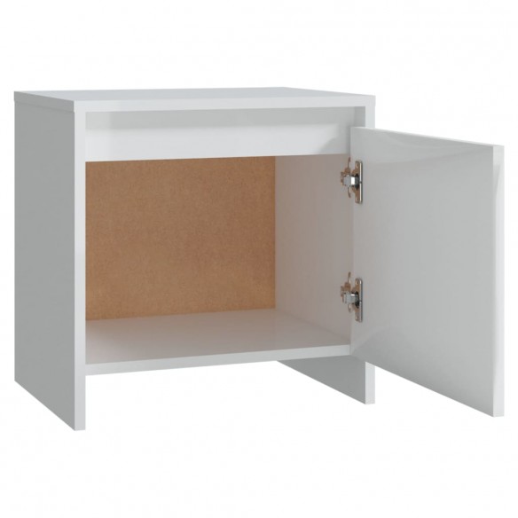 Tables de chevet 2 pcs Blanc brillant 45x34x44,5 cm Aggloméré