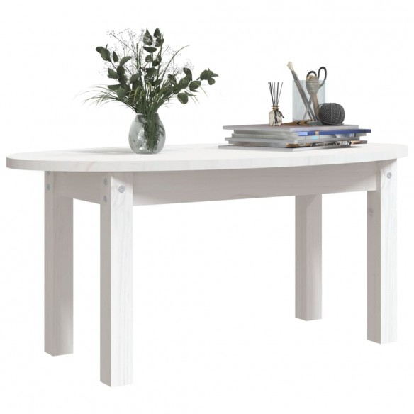 Table basse Blanc 80x40x35 cm Bois massif de pin