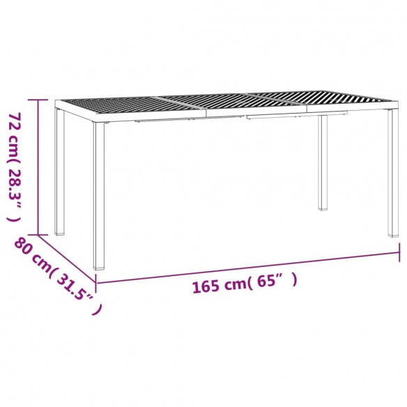 Table de jardin anthracite 165x80x72 cm acier