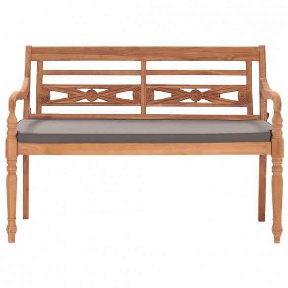 Banc Batavia avec coussin gris foncé 120 cm Bois de teck massif