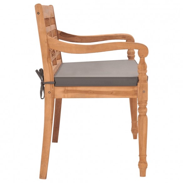 Banc Batavia avec coussin gris foncé 120 cm Bois de teck massif