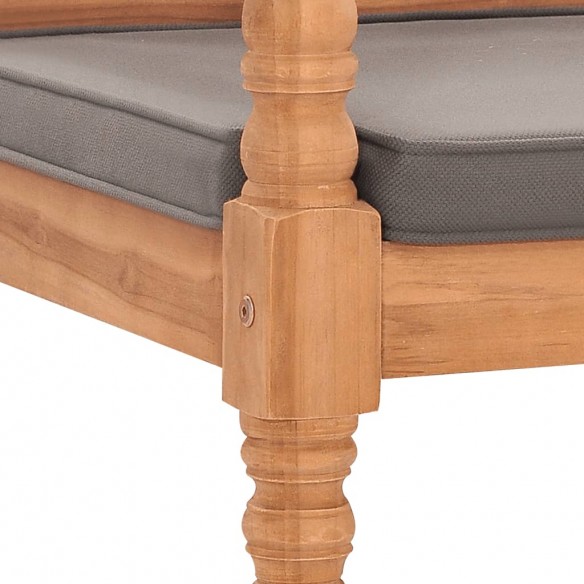 Banc Batavia avec coussin gris foncé 120 cm Bois de teck massif