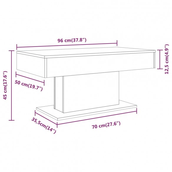 Table basse Chêne marron 96x50x45 cm Bois d'ingénierie