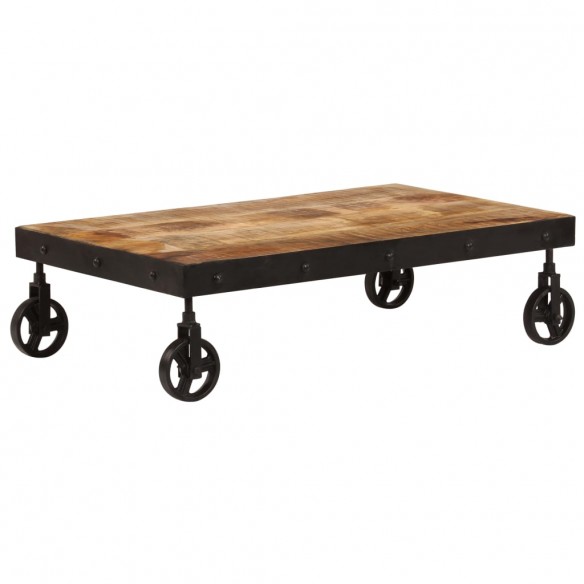 Table basse avec roulettes Bois de manguier massif 100x60x26 cm