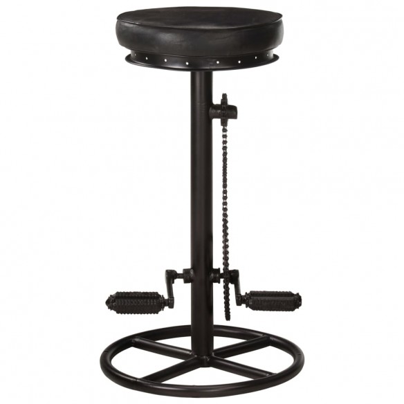 Tabourets de bar lot de 2 noir cuir véritable de chèvre