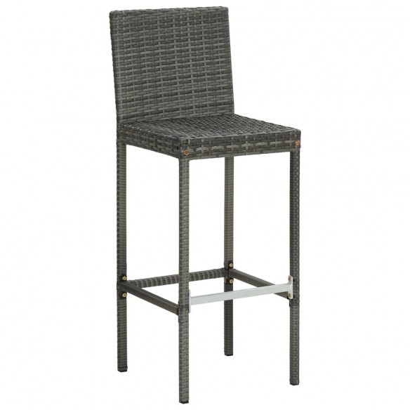 Tabourets de bar avec coussins 6 pcs gris résine tressée