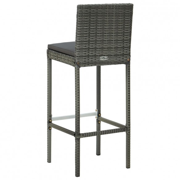 Tabourets de bar avec coussins 6 pcs gris résine tressée