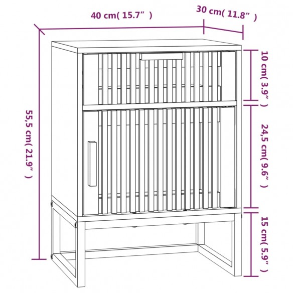 Tables de chevet 2 pcs 40x30x55,5 cm bois ingénierie et fer