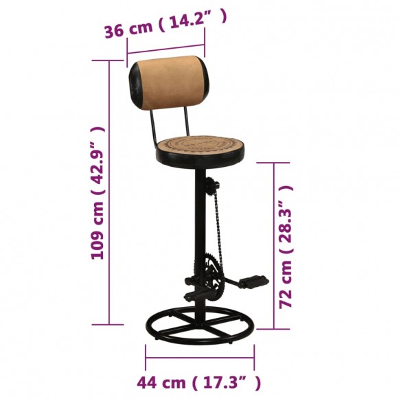 Tabouret de bar imprimé en toile lot de 2 cuir chèvre véritable