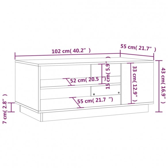 Table basse Chêne sonoma 102x55x43 cm Aggloméré