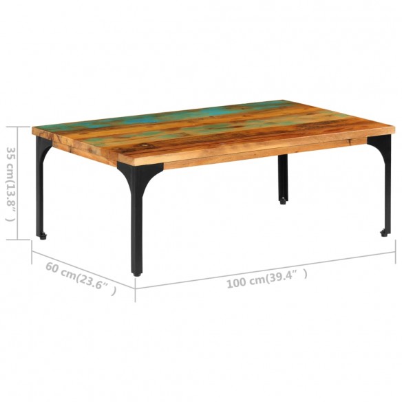 Table basse 100 x 60 x 35 cm Bois de récupération solide