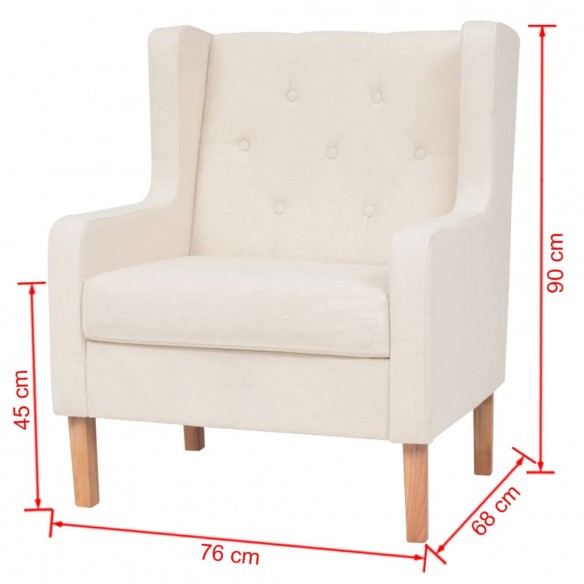 Fauteuil Blanc crème Tissu