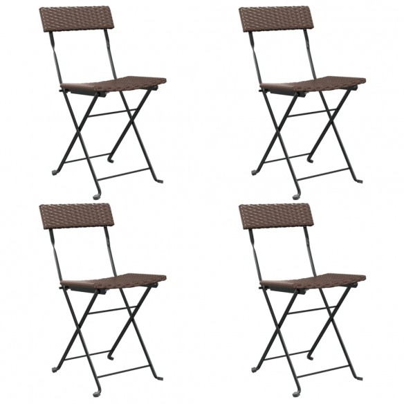 Chaises de bistrot pliantes 4pcs Marron Résine tressée et acier