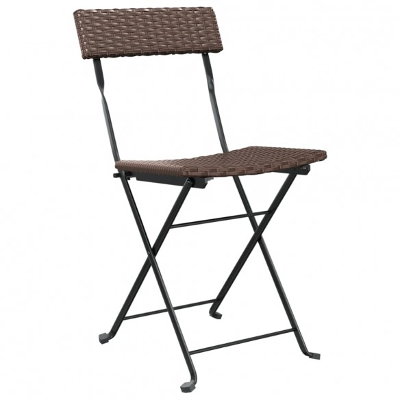 Chaises de bistrot pliantes 4pcs Marron Résine tressée et acier