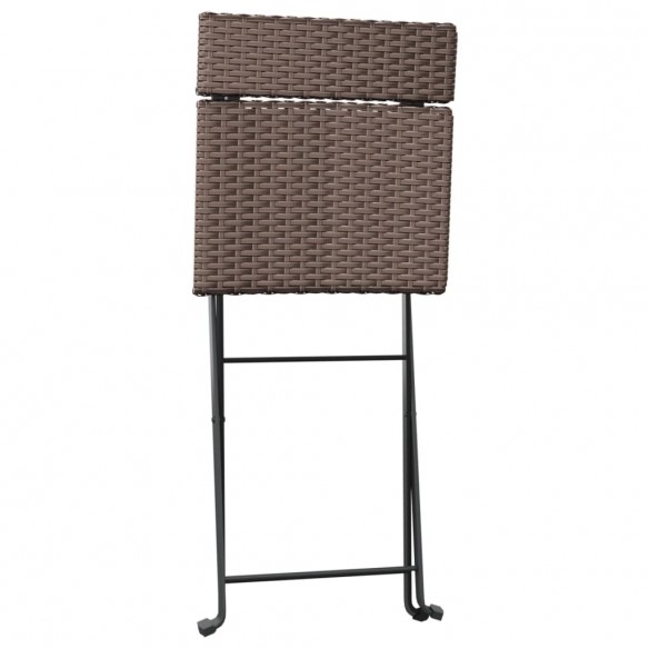 Chaises de bistrot pliantes 4pcs Marron Résine tressée et acier