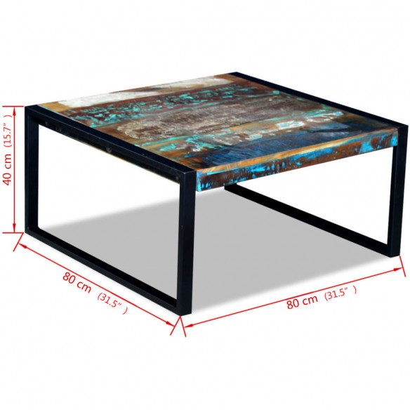 Table basse Bois de récupération massif 80 x 80 x 40 cm