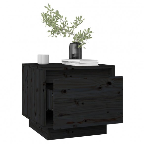 Table de chevet Noir 35x34x32 cm Bois de pin solide