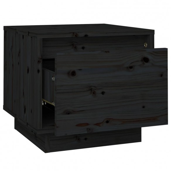 Table de chevet Noir 35x34x32 cm Bois de pin solide