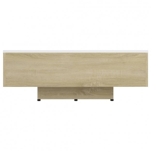 Table basse Blanc et chêne sonoma 85x55x31 cm Aggloméré