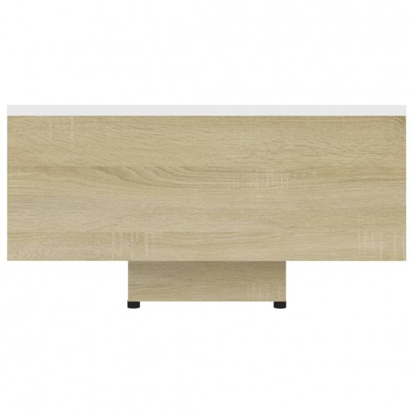 Table basse Blanc et chêne sonoma 85x55x31 cm Aggloméré