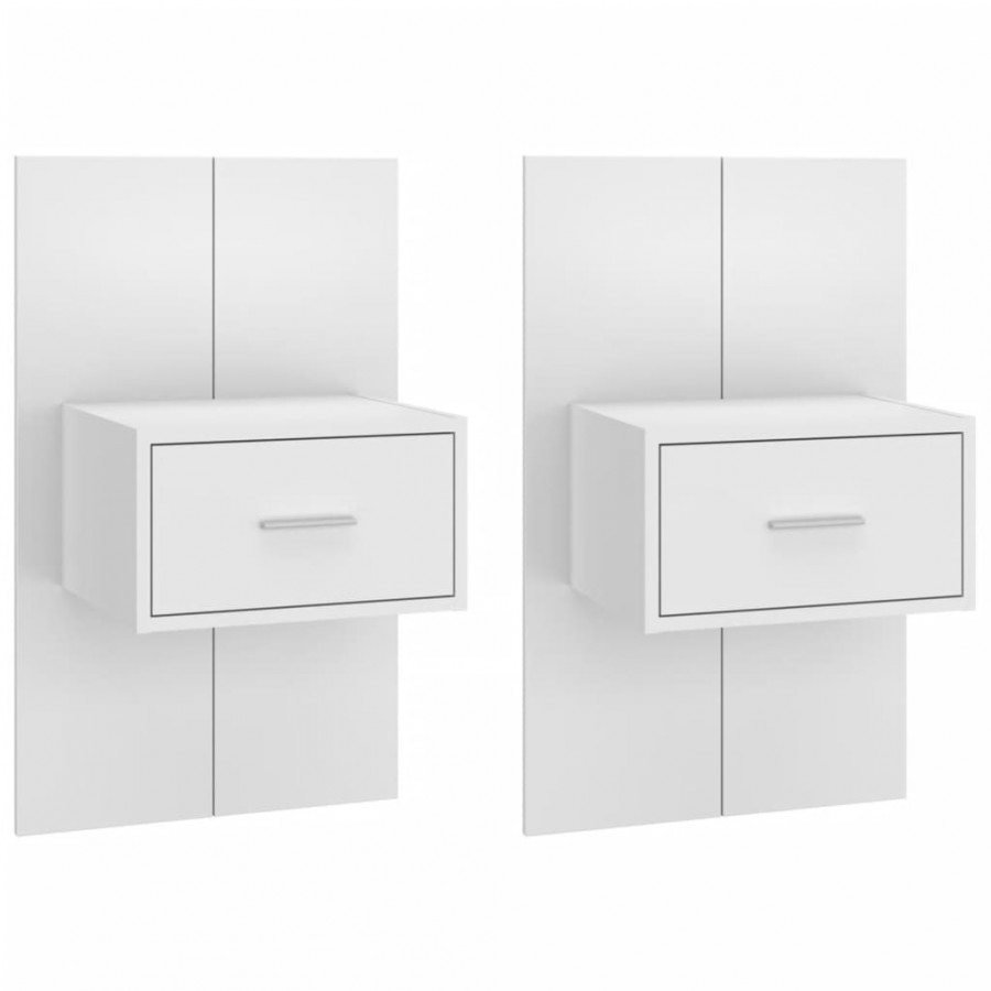 Tables de chevet murales 2 pcs Blanc