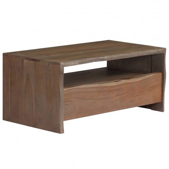 Table basse Acacia massif Bord assorti 90 x 50 x 40 cm Gris